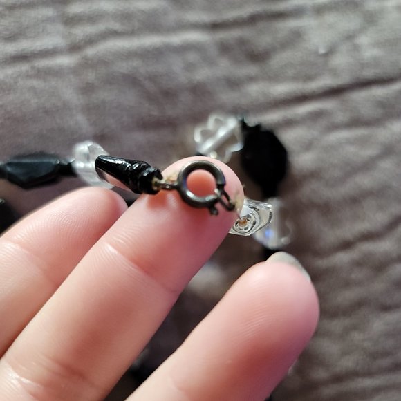 Antique Art Deco Faceted Czech Glass & Silver Necklace - Picture 4 of 4